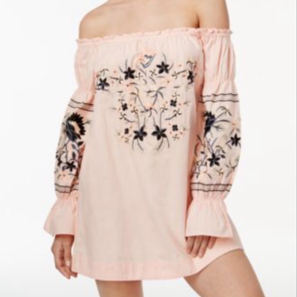FREE PEOPLE Fleur Du Jour Off-the-Shoulder Embroidered Dress Small soft 8873 - Picture 8 of 11